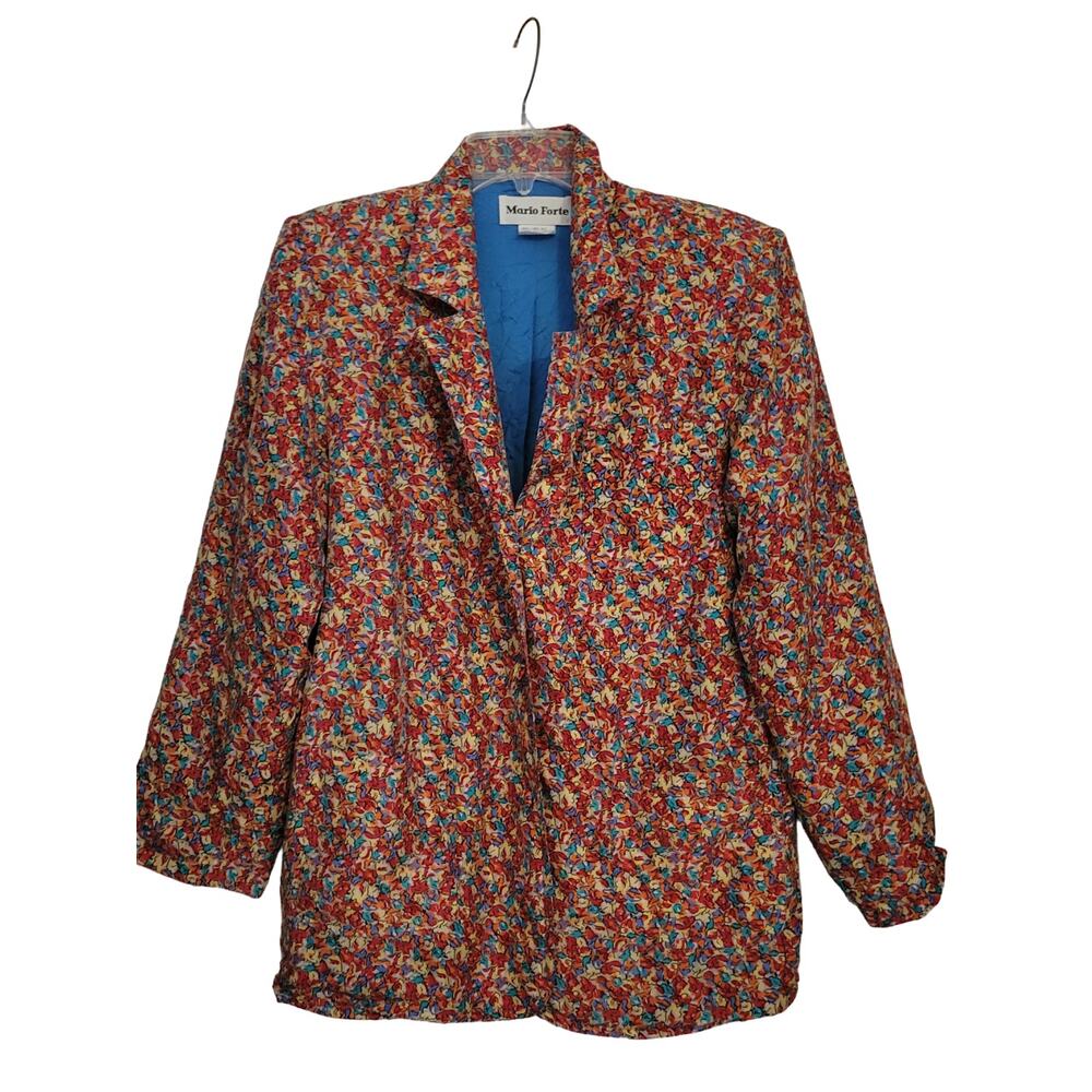 Mario Forte Eccentric Edgy Quirky Floral Silk Jacket Size 6 Hong Kong VTG‎ 80s